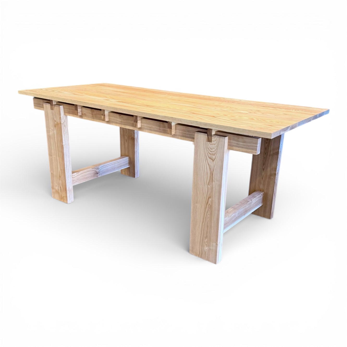 Solid Ash Dining Table or Desk by Furniture Maker Calan Slattery (21st C)
