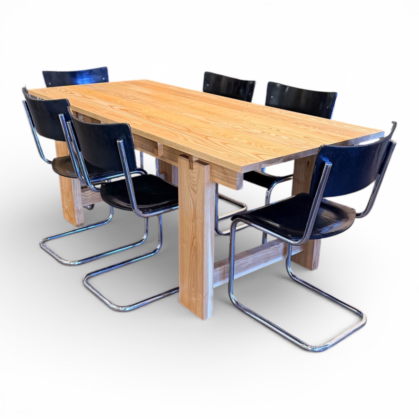 Solid Ash Dining Table or Desk by Furniture Maker Calan Slattery (21st C)