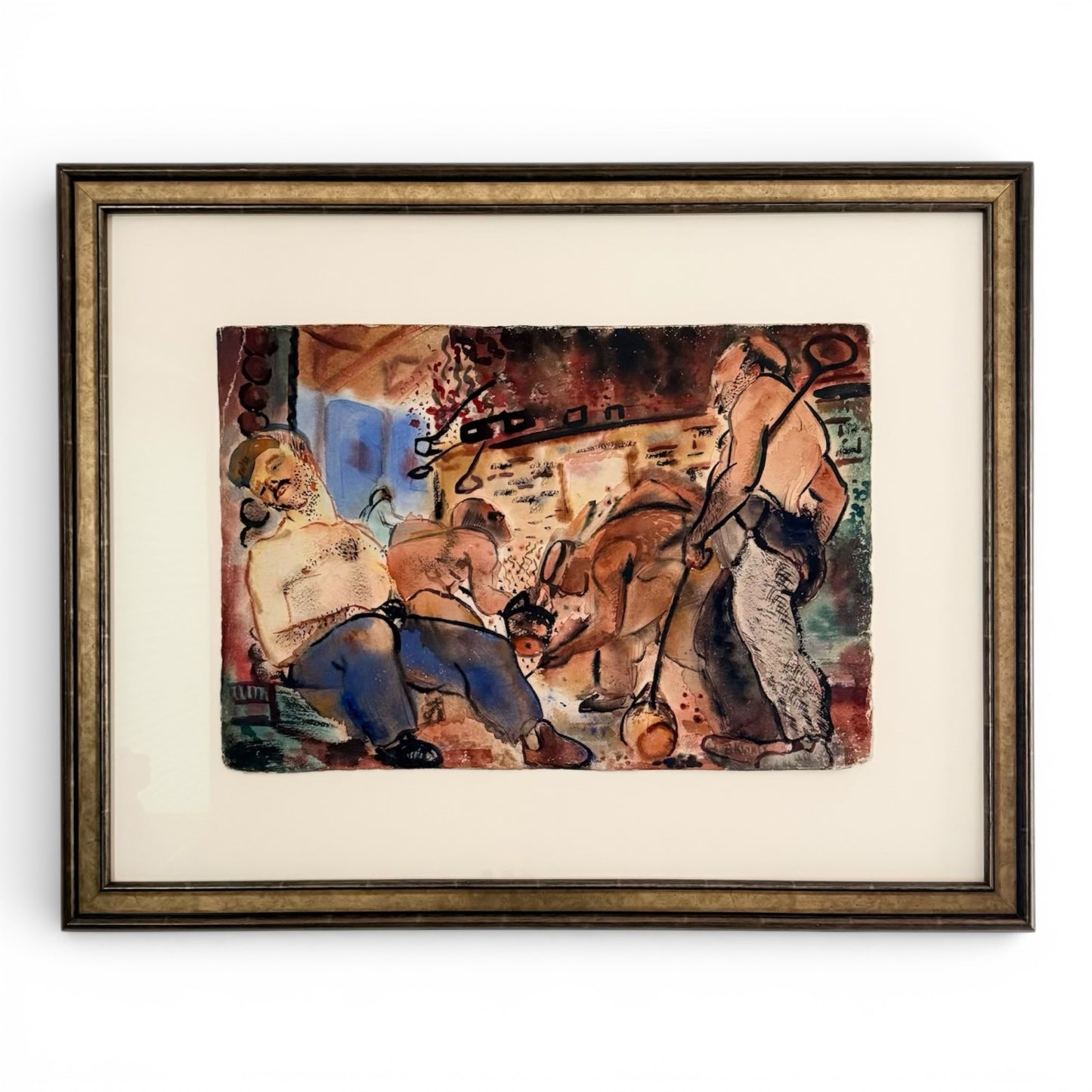 Steel Workers - 1930s - Watercolor on Paper by Bernard Klonis (1906-1957)