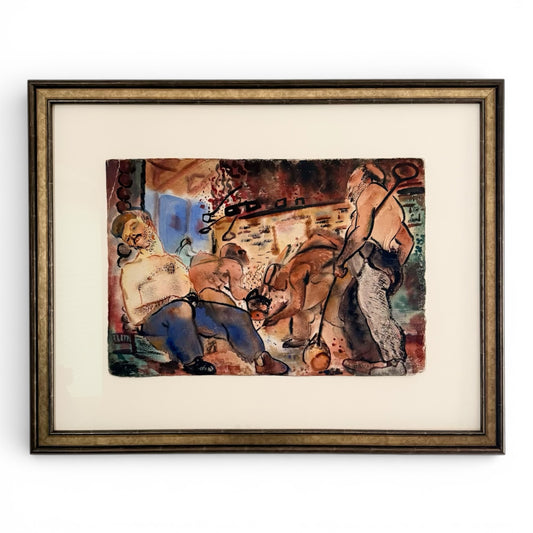 Steel Workers - 1930s - Watercolor on Paper by Bernard Klonis (1906-1957)