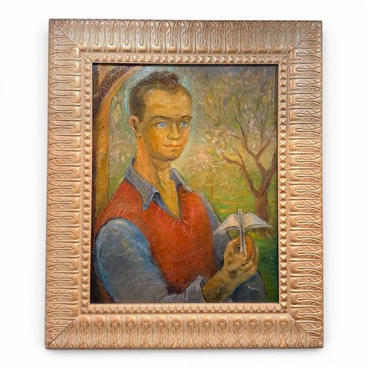 "Portrait Of A Man With Origami Bird" by Julio De Diego (1900-1979) - Oil on Canvas