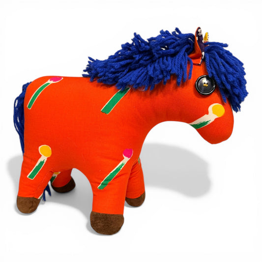 1970s Marimekko / Banbury Cross Stuffed Horse - Suede Feet