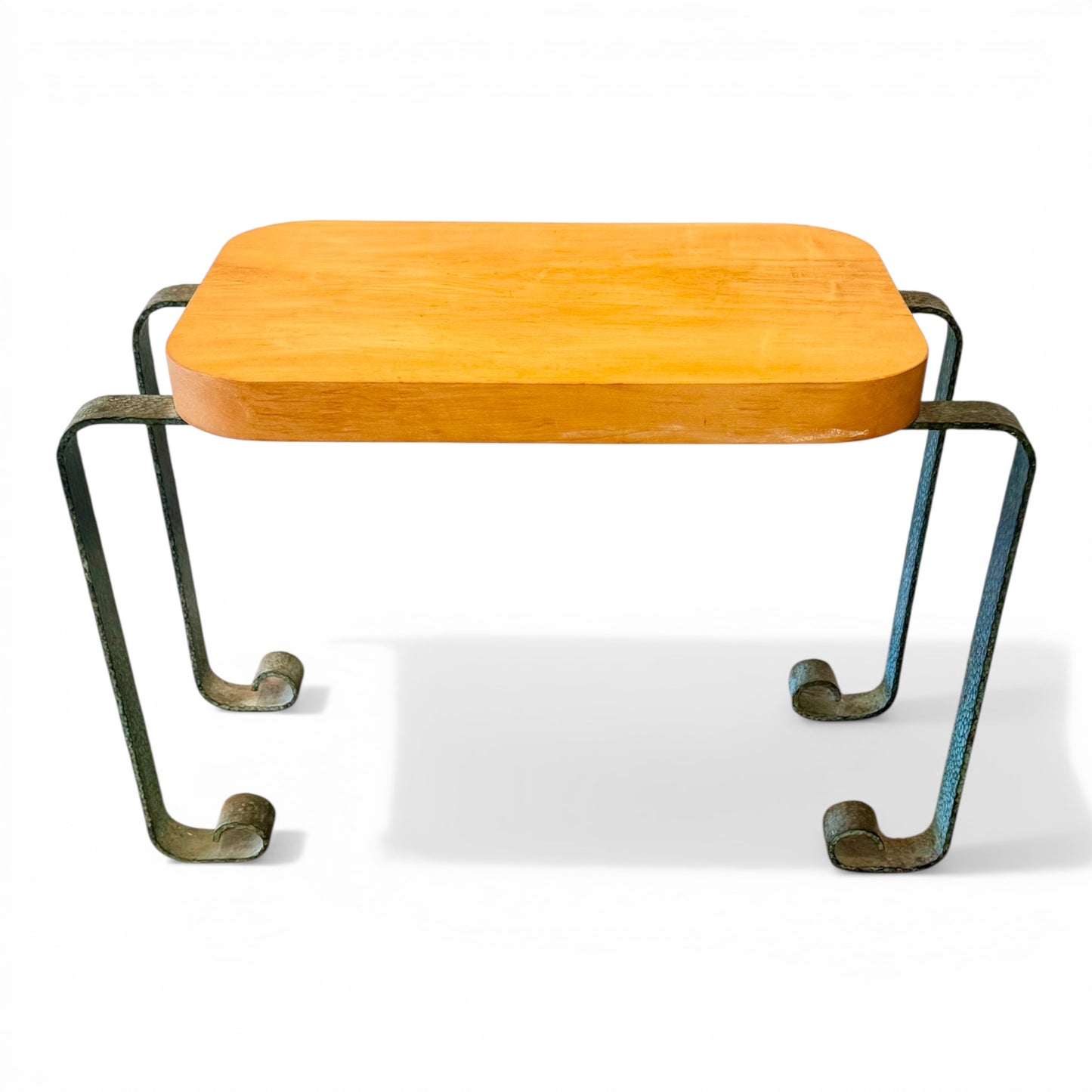 French Art Deco Stool - Hammered Copper and Wood - 1930s