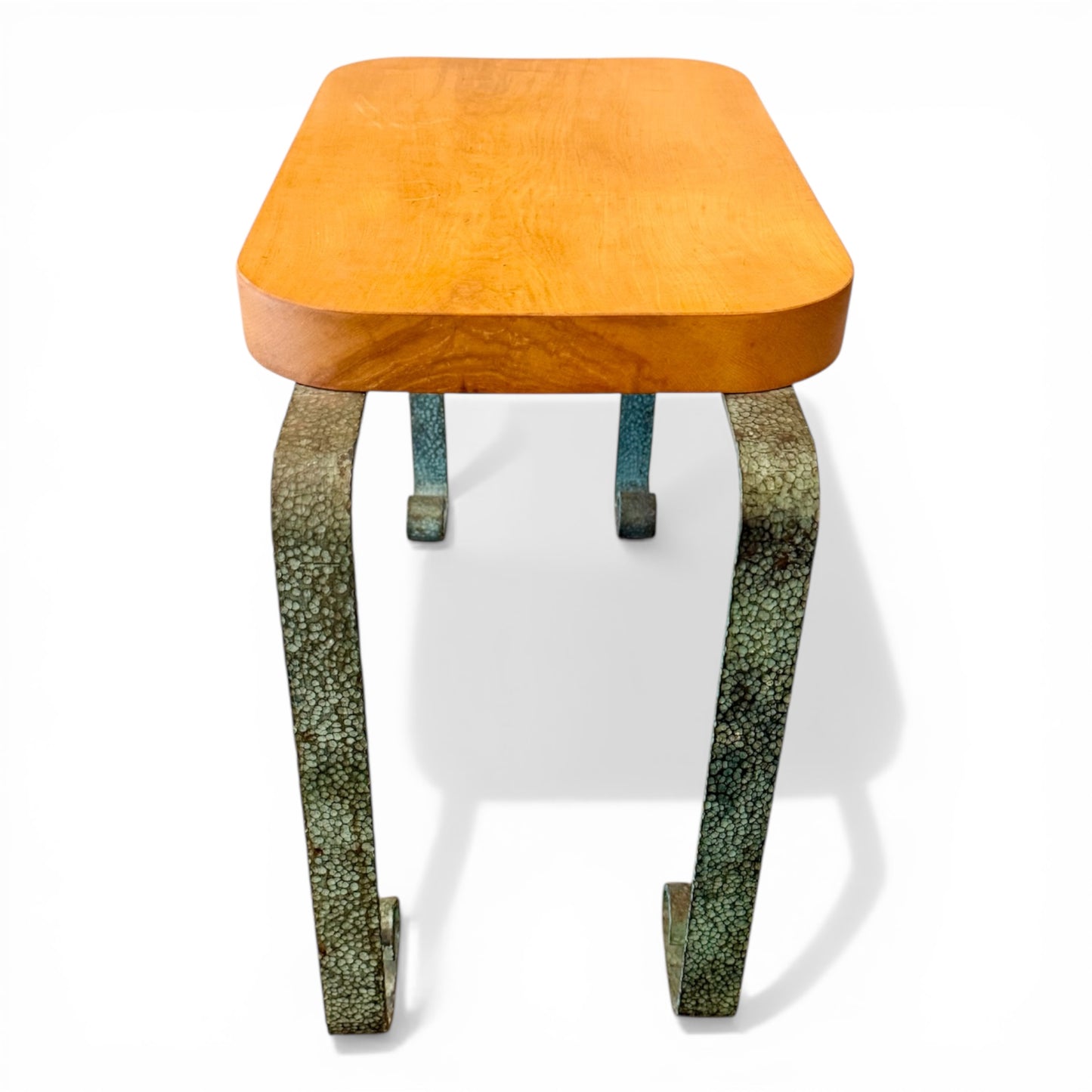 French Art Deco Stool - Hammered Copper and Wood - 1930s