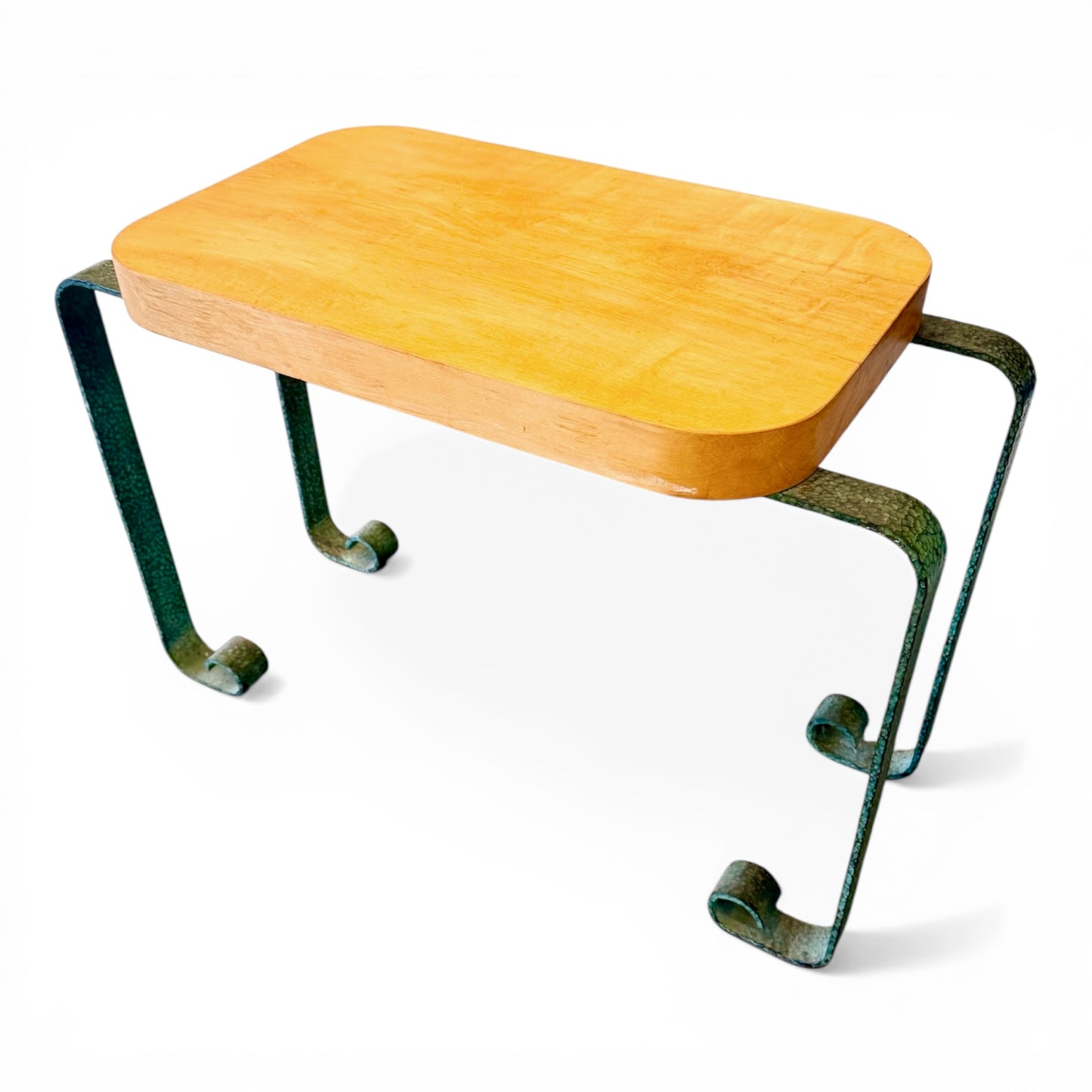 French Art Deco Stool - Hammered Copper and Wood - 1930s