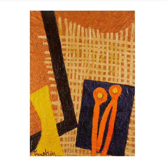 "Crosshatch Orange" by Mary Franklin (20th C) - Acrylic on Paper